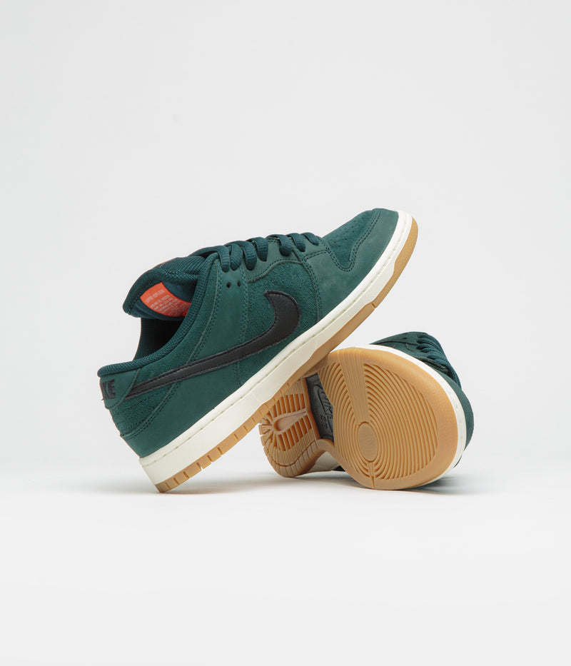 Nike SB Orange Label Dunk Low Pro Shoes in Deep Fir and Black and Fir - Sail