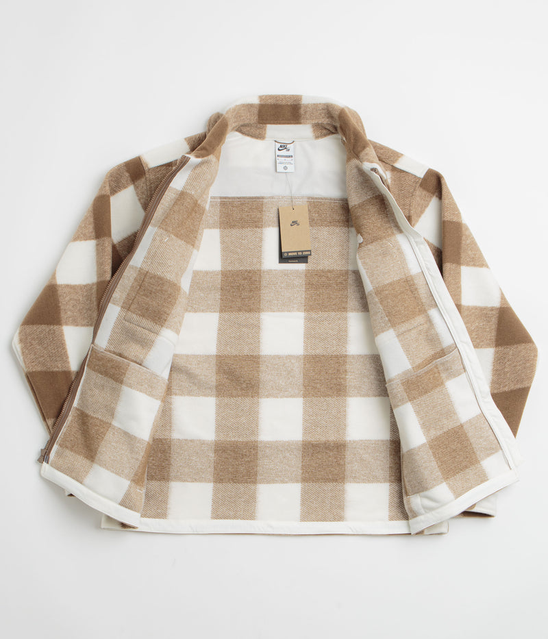 Nike SB STRTDYMRN Shirt Jacket in Sail and Mosswood Brown / White
