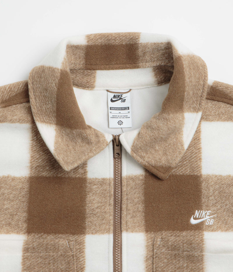Nike SB STRTDYMRN Shirt Jacket in Sail and Mosswood Brown / White