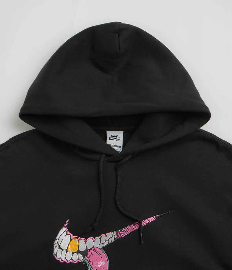 Nike SB Swoosh Grill Hoodie in Black and White