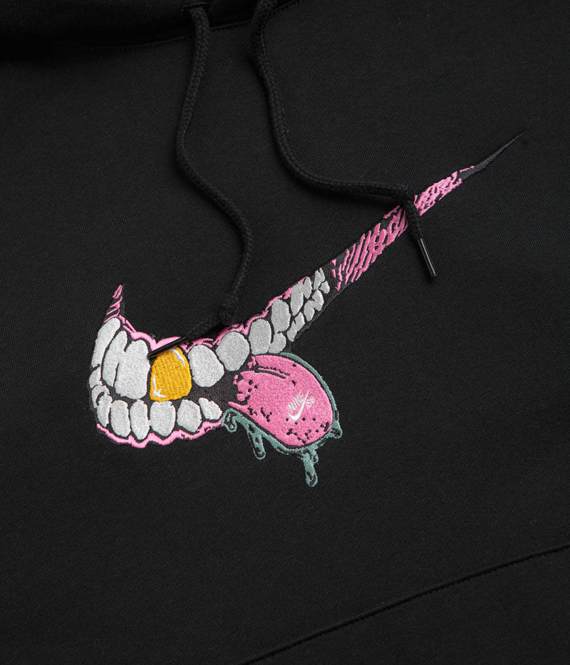 Nike SB Swoosh Grill Hoodie in Black and White
