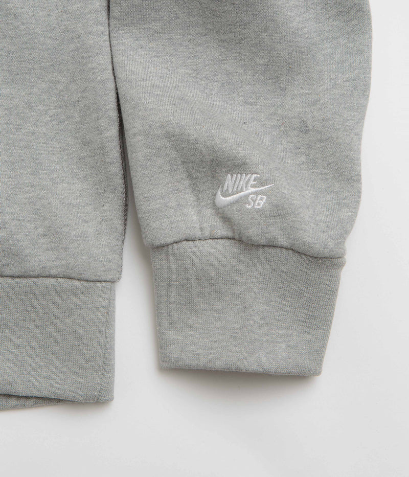 Nike SB Swoosh Grill Hoodie in Dark Grey Heather and White