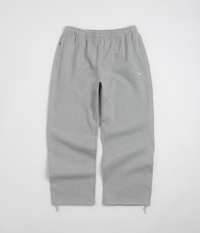 Nike Solo Swoosh Open Hem Sweatpants in Dark Grey Heather and Light Smoke Grey / White
