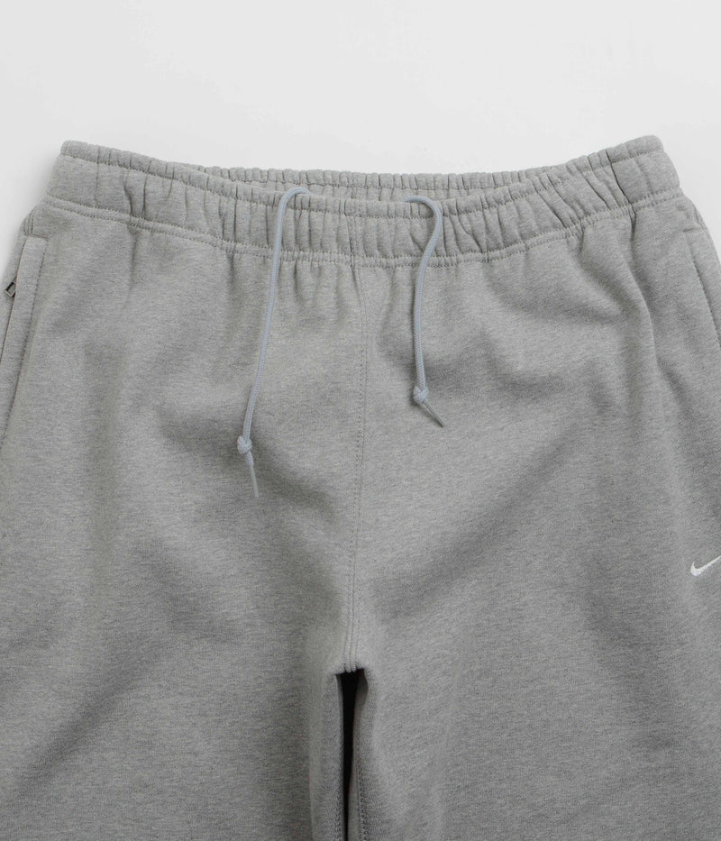Nike Solo Swoosh Open Hem Sweatpants in Dark Grey Heather and Light Smoke Grey / White
