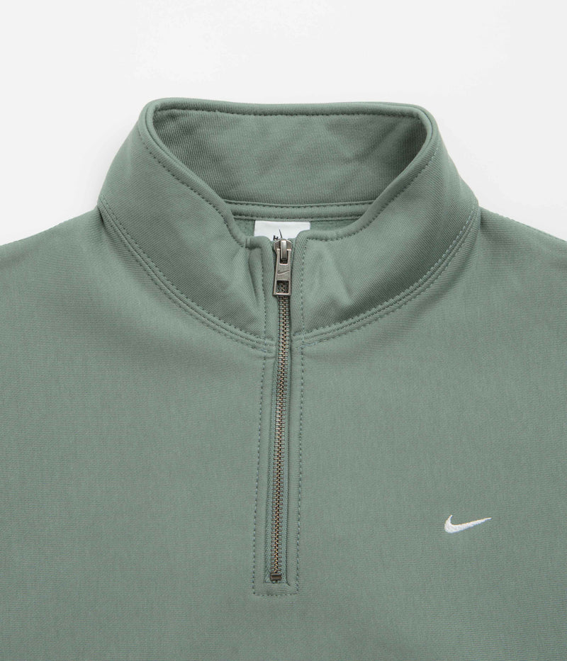 Nike Solo Swoosh Quarter Zip Sweatshirt in Clay Green and White