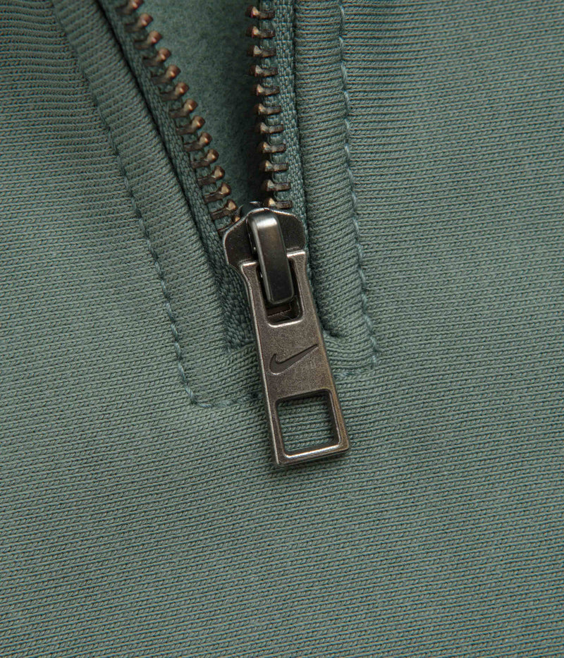 Nike Solo Swoosh Quarter Zip Sweatshirt in Clay Green and White