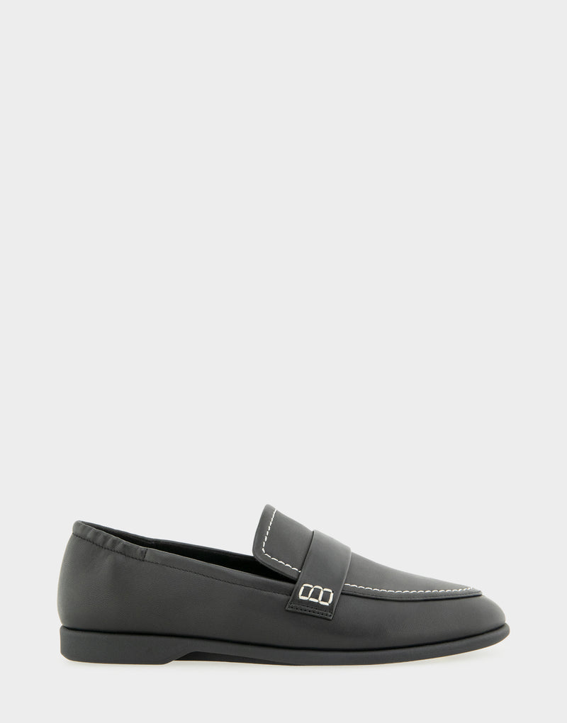 Comfortable Women's Noha Loafer In Black Leather, side view