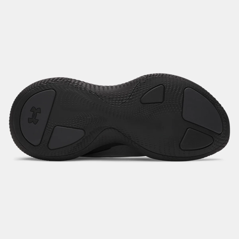 Under Armour Nova SlipSpeed™ shoes outsole in black showing textured grip pattern and durable rubber construction, bottom view.