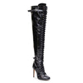 Omani Size Inclusive - Black Vegan Patent - Street Sole - Thigh Variant Four