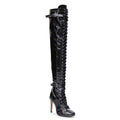 Omani Size Inclusive - Black Vegan Patent - Street Sole - Thigh Variant One