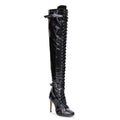 Omani Size Inclusive - Black Vegan Patent - Street Sole - Thigh Variant Two