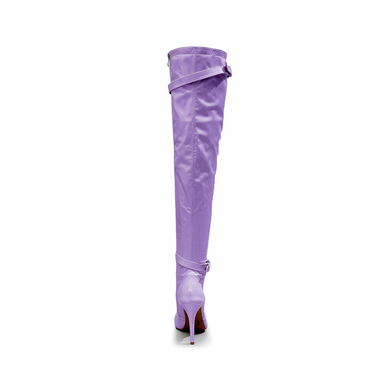 Omani Size Inclusive - Lavender Vegan Patent - Street Sole - Thigh Variant Four