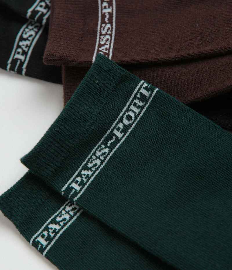 Pass Port Hi Sox Socks (3 Pack) in Black and Choc / Forest
