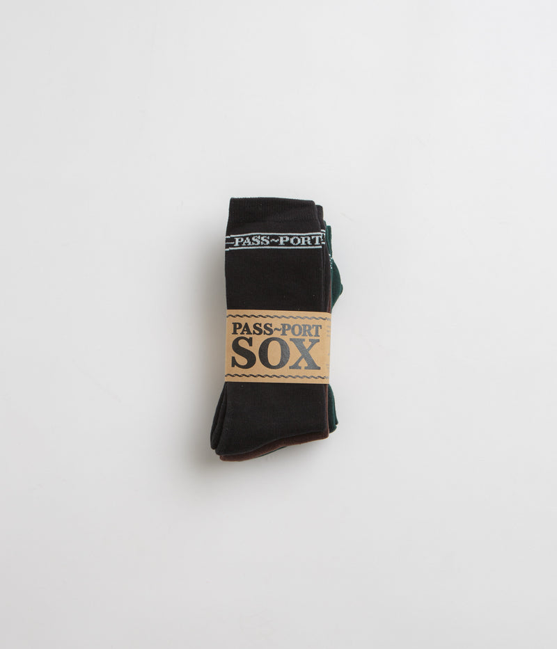 Pass Port Hi Sox Socks (3 Pack) in Black and Choc / Forest
