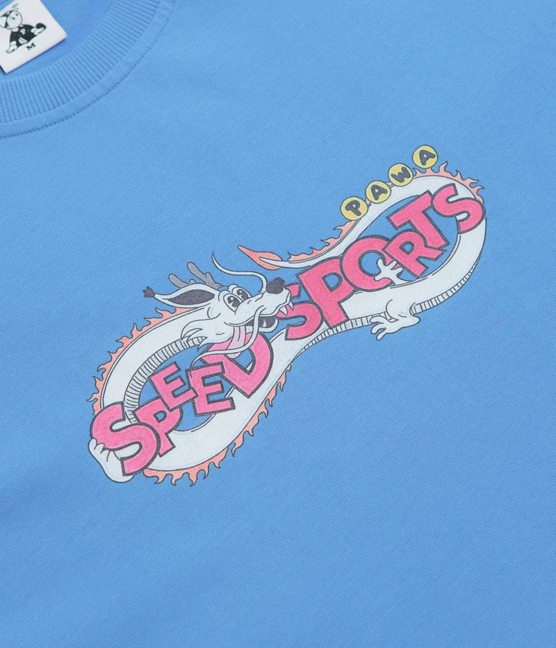 Pawa Speed Sports Dragon Doggo T-Shirt in Bleu and Azur