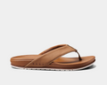 Reef Phantom Bronzer sandals with brown faux leather straps, cushioned footbed, and textured white outsole, side view.