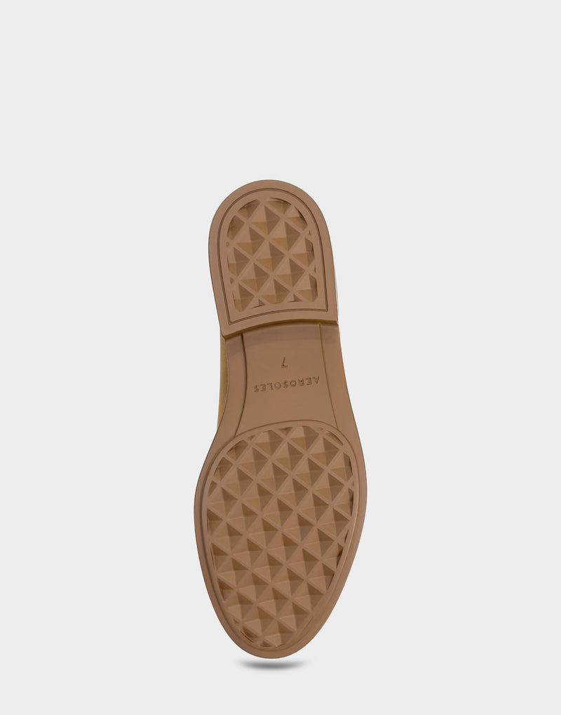 Comfortable Women's Tailored Loafer In Tan Faux Nubuck Sole View