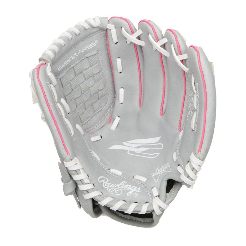 Front palm view of Rawlings Basket Web Fastpitch Glove.