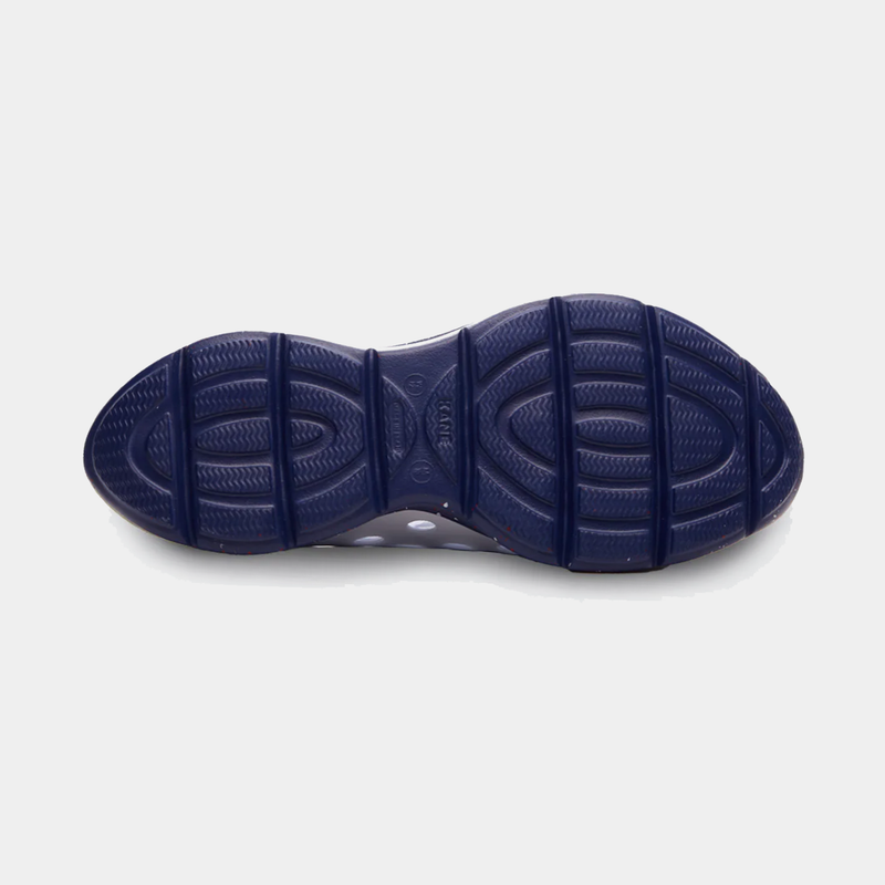 Kane Revive shoes outsole in navy blue showing a textured rubber tread pattern for grip and durability.