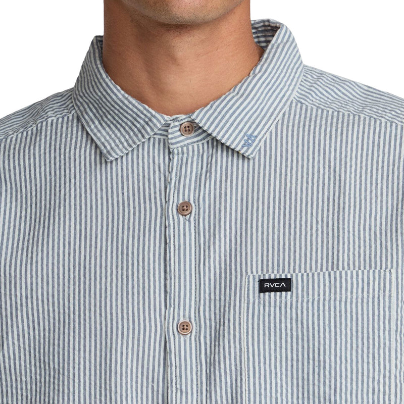 RVCA Thatll Do Seersucker Shirt - Vintage Navy