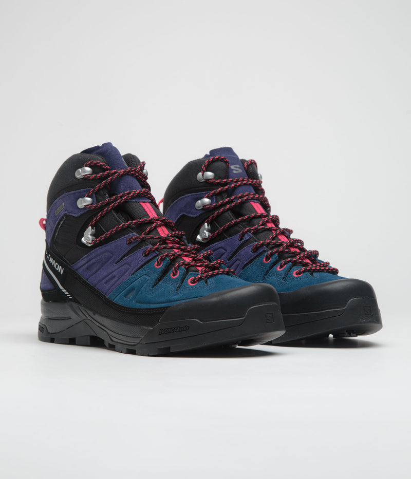 Salomon X-ALP Mid LTR GTX Shoes in Astral Aura and Poseidon / Rouge Red