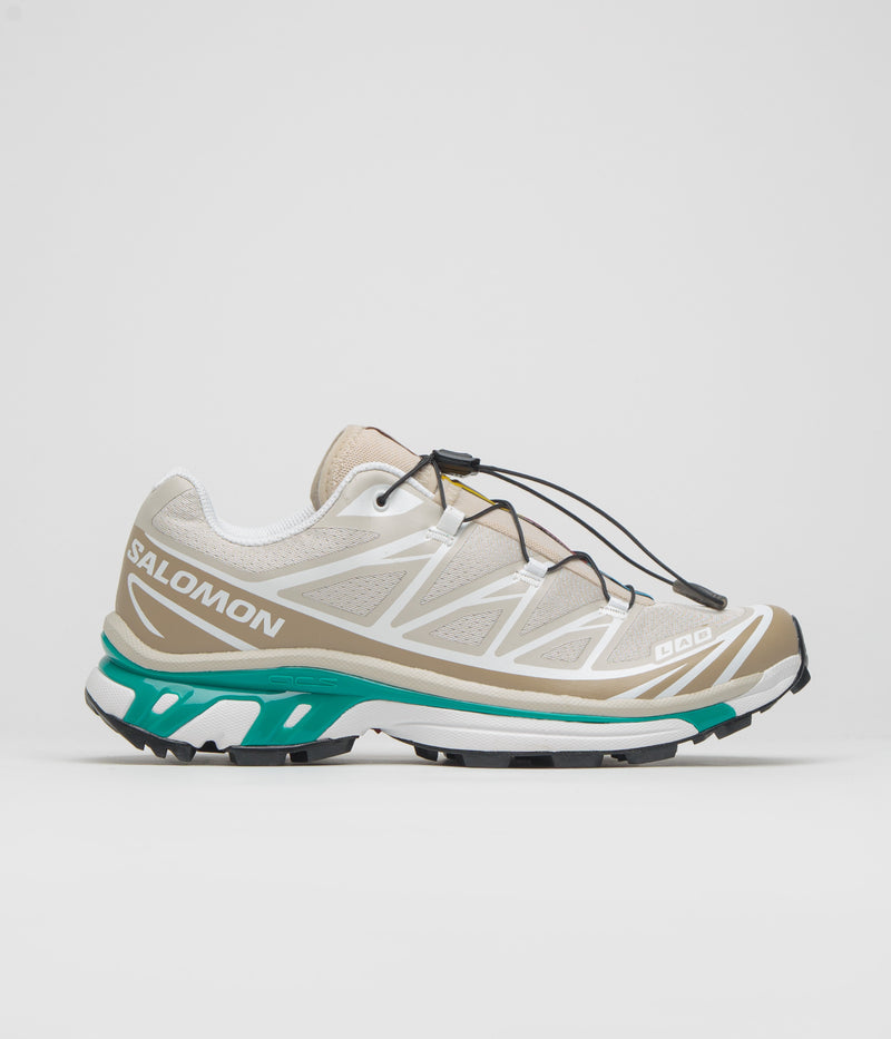 Salomon XT-6 Shoes in Rainy Day and Chinchilla / Dynasty Green