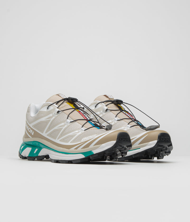 Salomon XT-6 Shoes in Rainy Day and Chinchilla / Dynasty Green