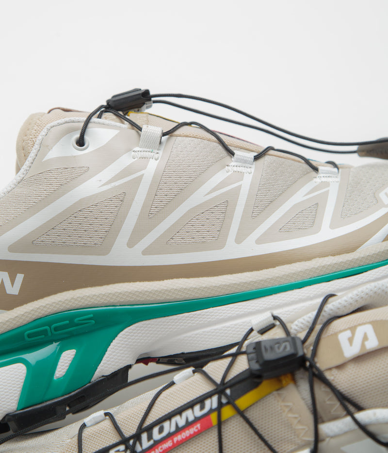 Salomon XT-6 Shoes in Rainy Day and Chinchilla / Dynasty Green
