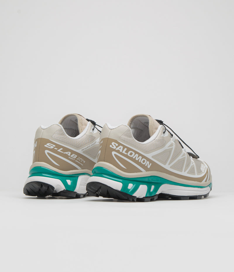 Salomon XT-6 Shoes in Rainy Day and Chinchilla / Dynasty Green