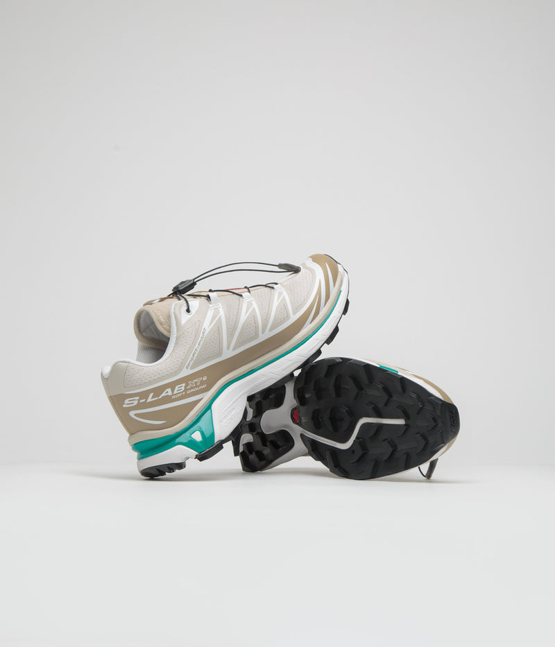 Salomon XT-6 Shoes in Rainy Day and Chinchilla / Dynasty Green