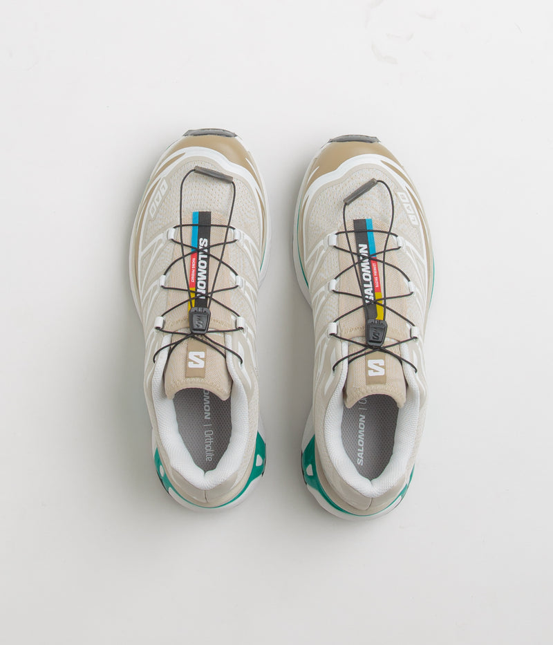 Salomon XT-6 Shoes in Rainy Day and Chinchilla / Dynasty Green