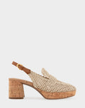 Aerosoles Women's Platform Slingback in Natural Raffia Fabric Side View