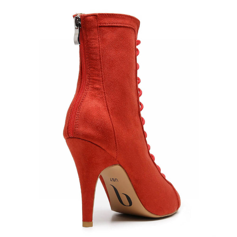 Sierralynn - Red Vegan Suede - Suede Sole - Dance Floor Only