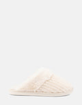 Comfortable Women's Slipper in Off White Fabric, side view