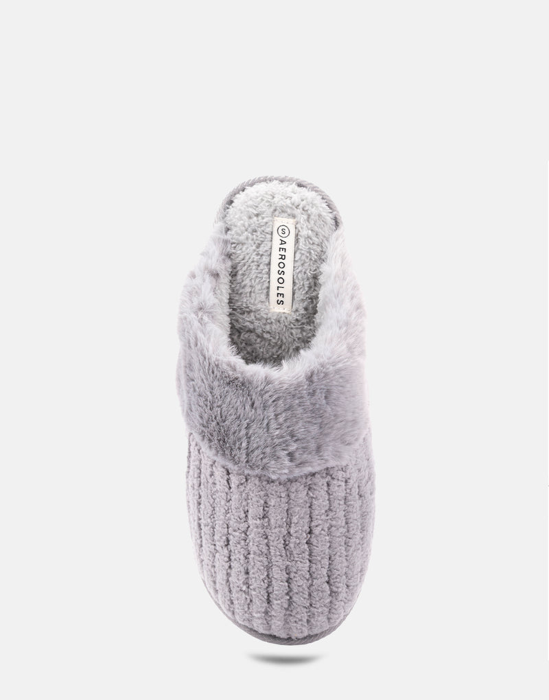Comfortable Women's Slipper in Grey Fabric, top view