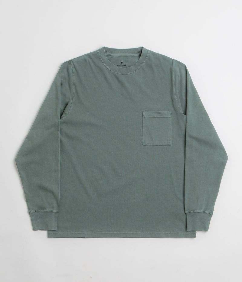 Snow Peak Garment Dyed Long Sleeve T-Shirt in Dark Green