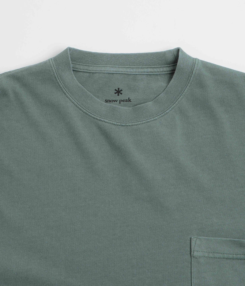 Snow Peak Garment Dyed Long Sleeve T-Shirt in Dark Green