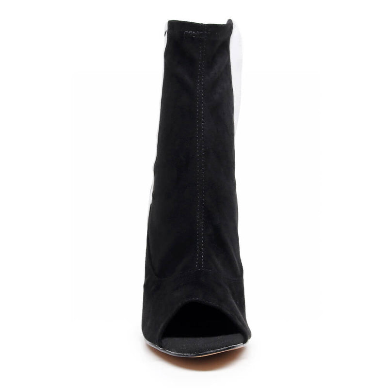 Speechless Ankle Bootie - Black Vegan Stretch Suede - Street Sole
