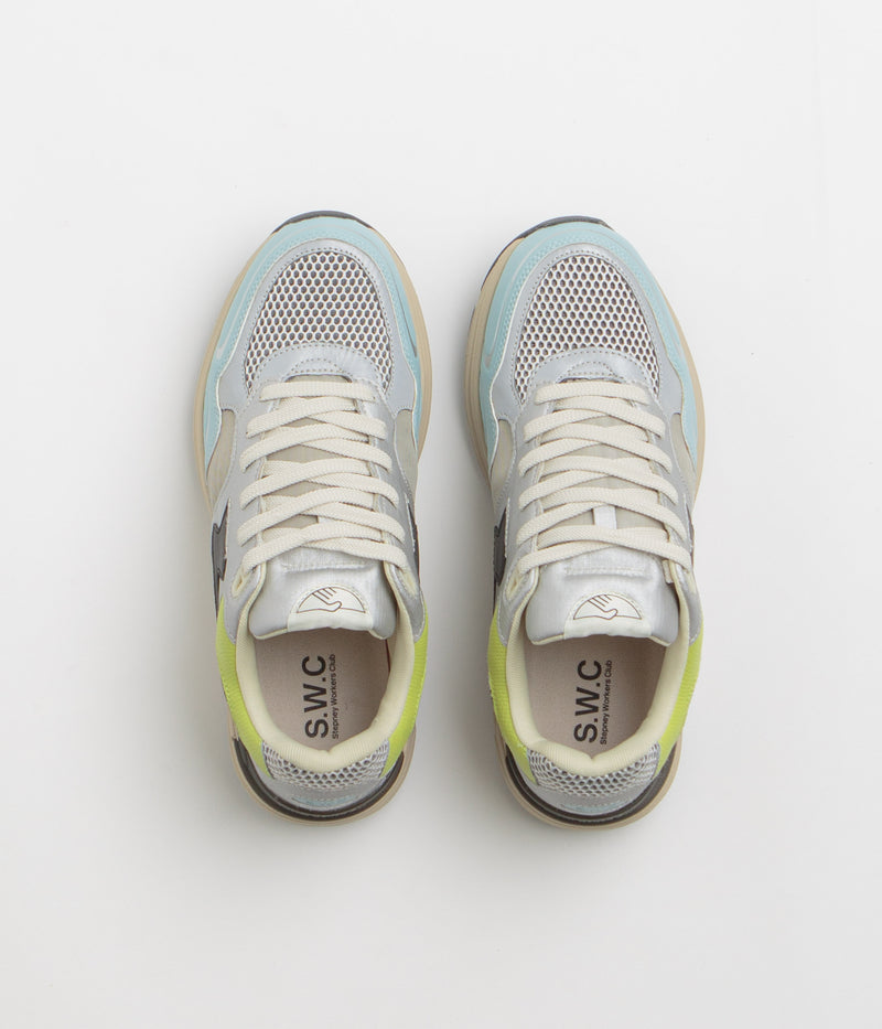 Stepney Workers Club Amiel S-Strike Tech Mix Shoes in Silver and Blue