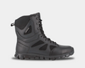 Reebok Work Sublite Cushion Tactical boots in black with leather and mesh upper, cushioned outsole, side view.