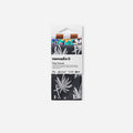 Nomadix Tiny Towel 3-Pack compact towels with assorted patterns including palm designs and colorful florals, front view in packaging.