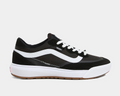 Vans Ultrarange 2.0 SE sneakers in black with white detailing, mesh and suede upper, and gum outsole, side view.