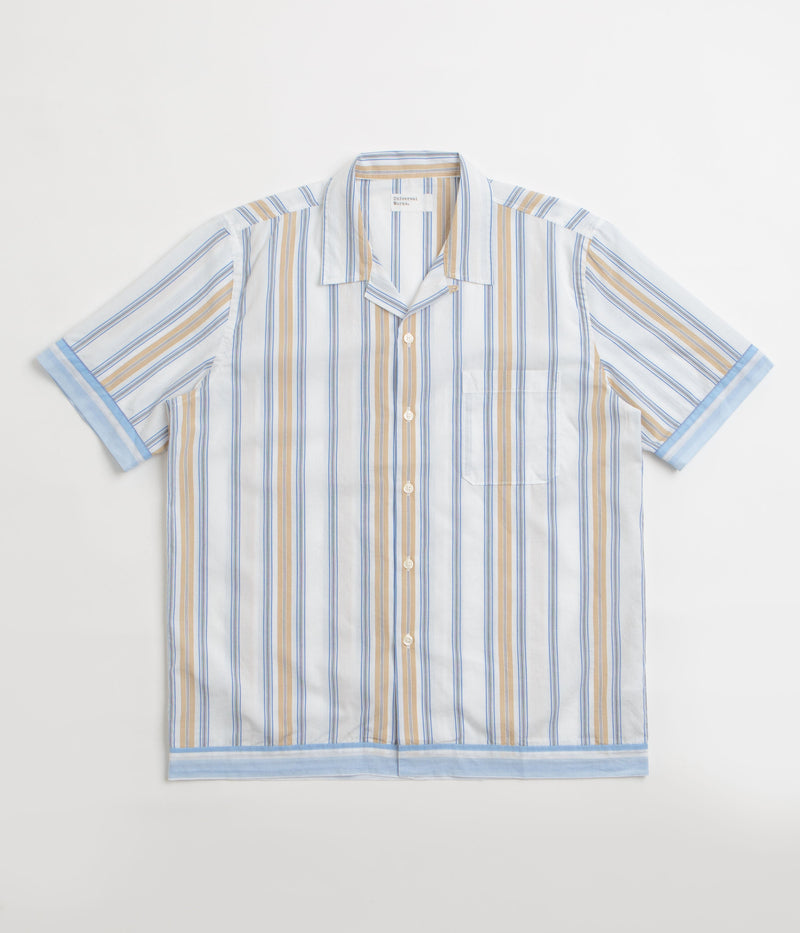 Universal Works Dean Road Shirt in Blue and Sand