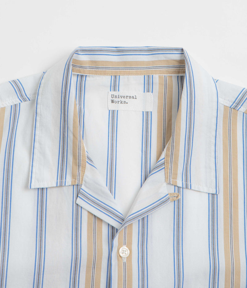 Universal Works Dean Road Shirt in Blue and Sand