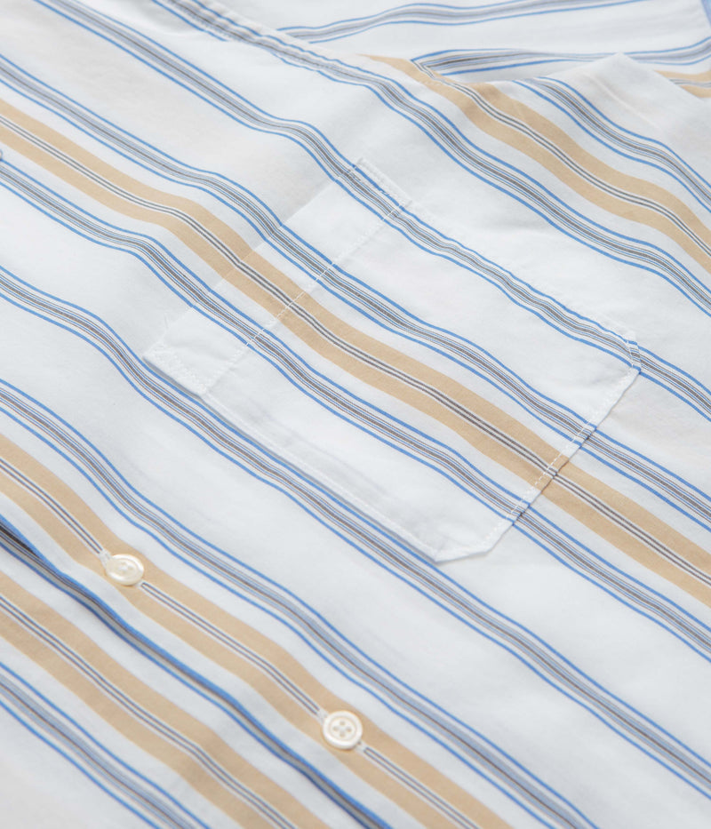 Universal Works Dean Road Shirt in Blue and Sand
