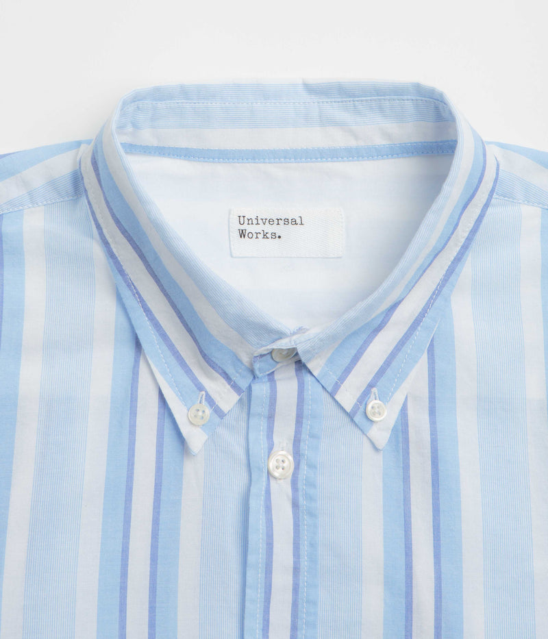 Universal Works Lazy Day Shirt in White and Blue