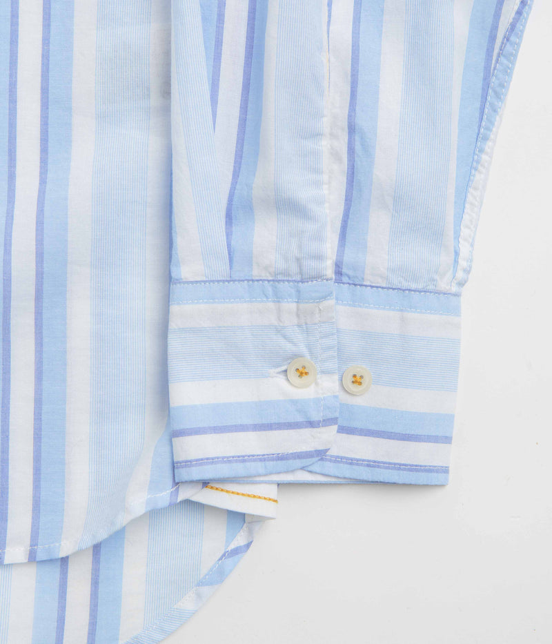 Universal Works Lazy Day Shirt in White and Blue