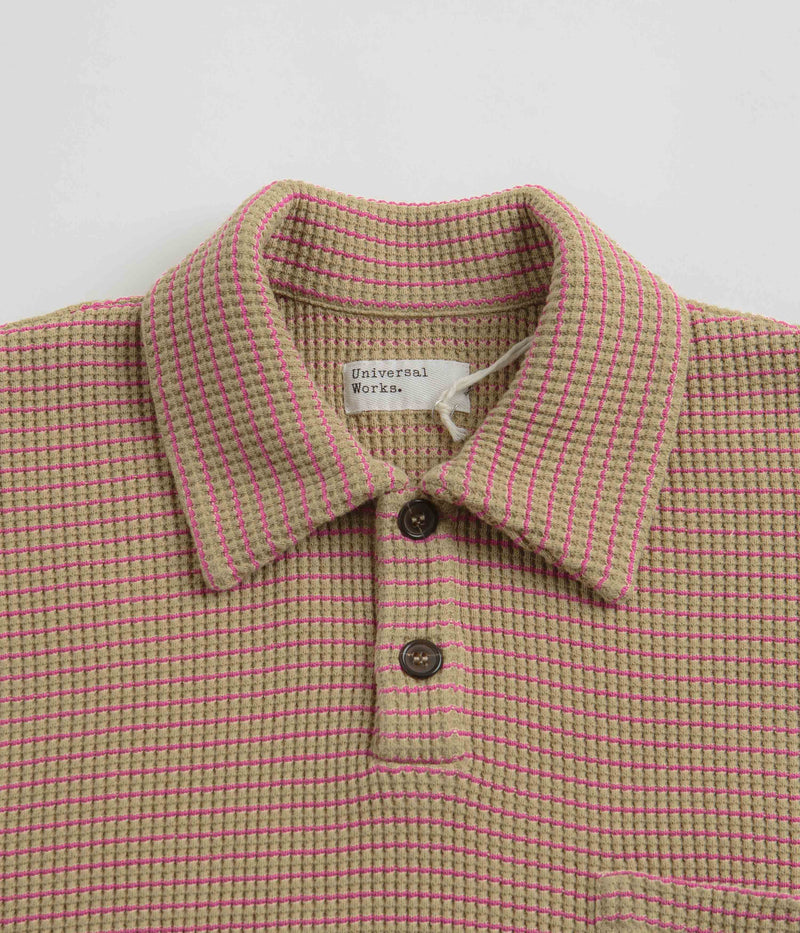 Universal Works Newlyn Short Sleeve Polo Shirt in Summer Oak