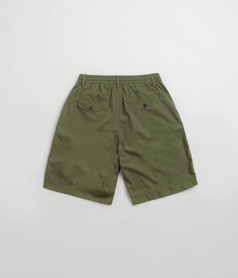 Universal Works Pleated Track Shorts in Olive