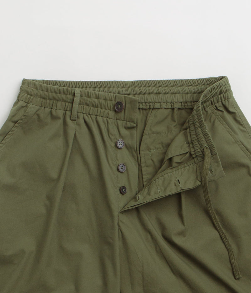 Universal Works Pleated Track Shorts in Olive